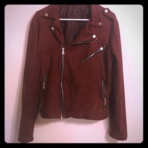 Burgundy suede Moto jacket